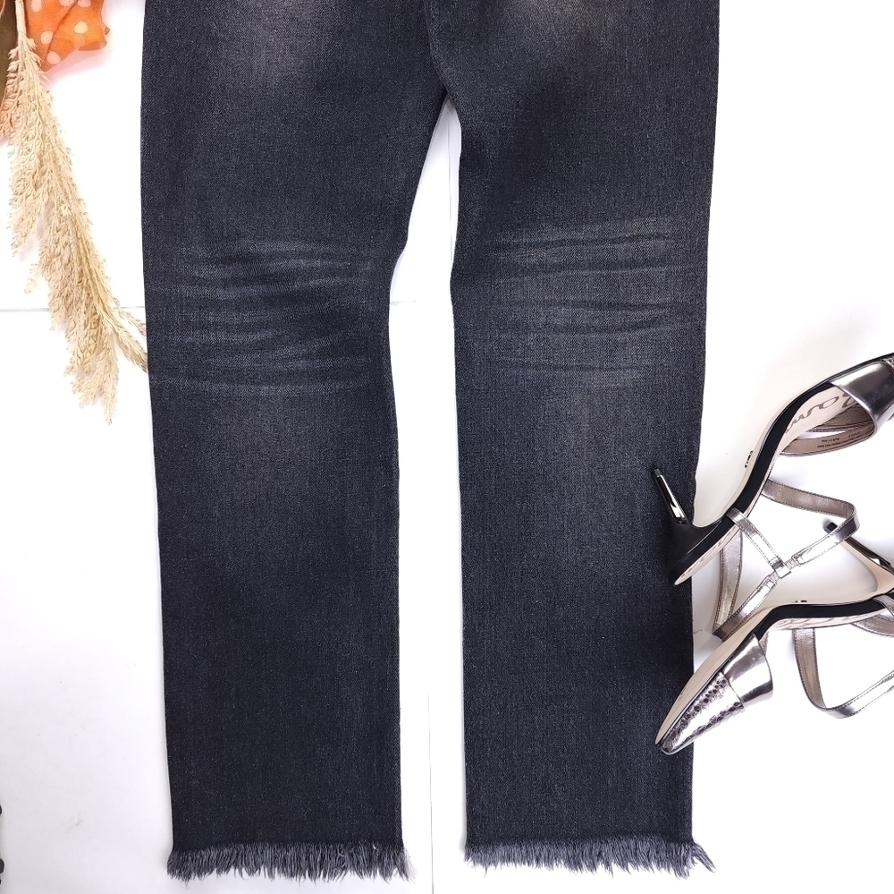 POL Black Charcoal Distressed Fringed Denim Jeans Size S - Picture 3 of 11